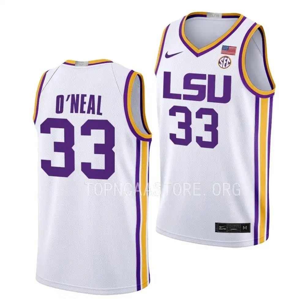 Men's LSU Tigers Shaquille O'Neal #33 White Limited NCAA Basketball Jersey